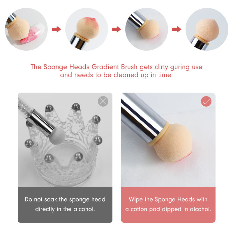 NAILCO 1PC Rhinestone Handle + 6PCS Sponge Head Nails Art Brushes