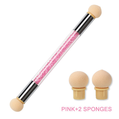 NAILCO 1PC Rhinestone Handle + 6PCS Sponge Head Nails Art Brushes
