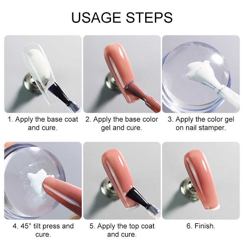 NAILCO 1 Set Jelly Silicone Nail Stamper & Nail Scraper For French Nails