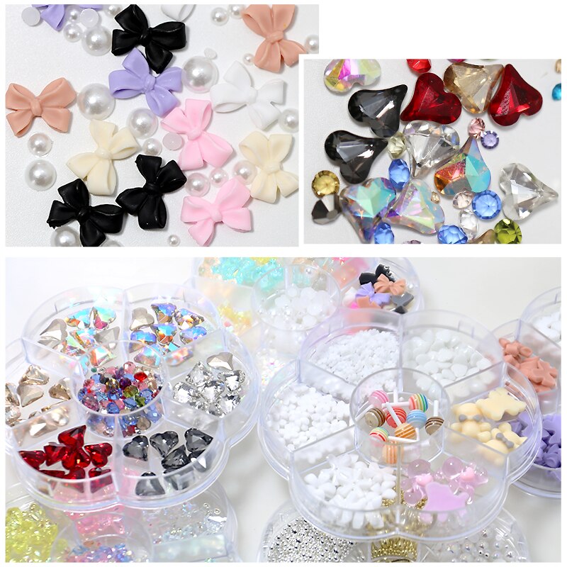 3D Candy Flower Pearl Cute Bear Butterfly Lollipop Nail Decorations