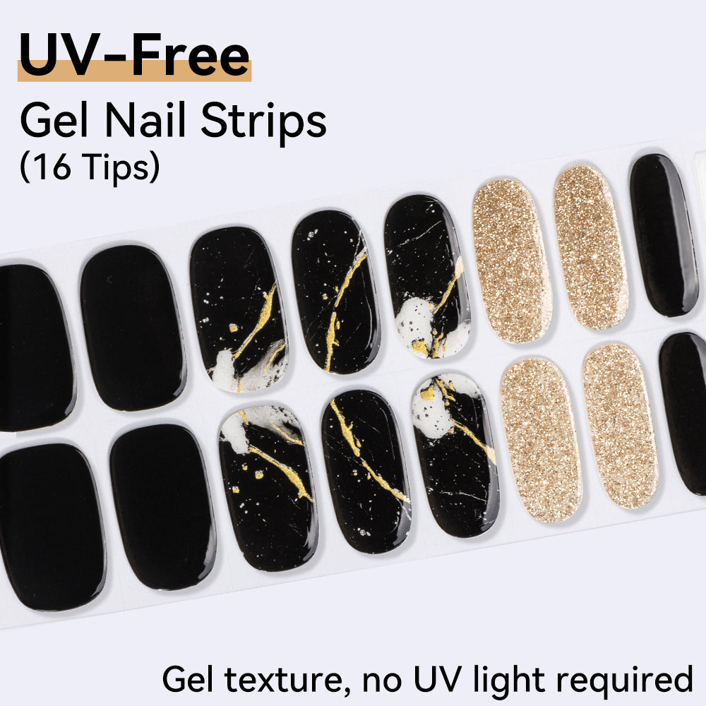 UV-Free Gel Nail Strips - Real Gel Texture (Classic Edition 16 Tips)