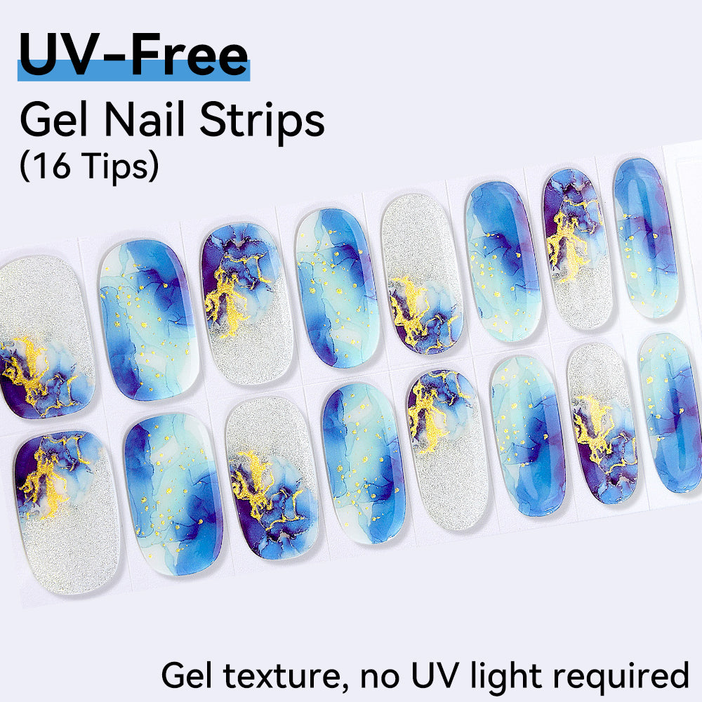 UV-Free Gel Nail Strips - Real Gel Texture (Classic Edition 16 Tips)