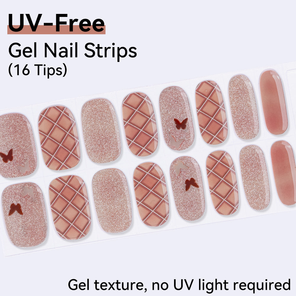UV-Free Gel Nail Strips - Real Gel Texture (Classic Edition 16 Tips)