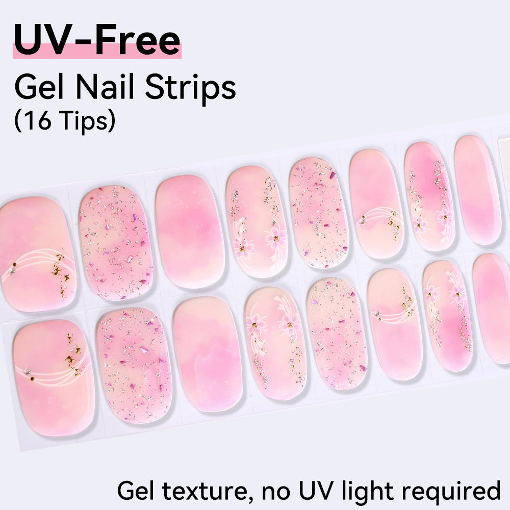 UV-Free Gel Nail Strips - Real Gel Texture (Classic Edition 16 Tips)
