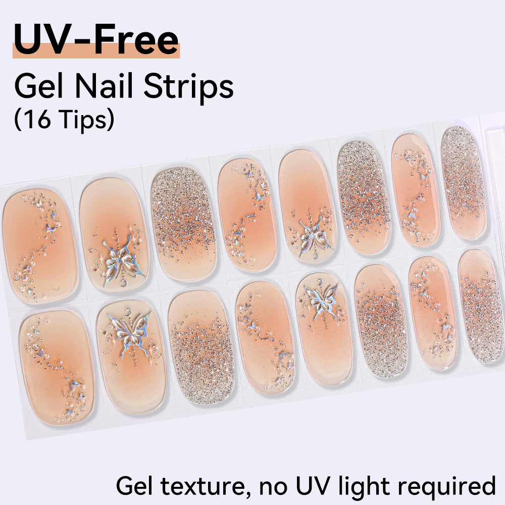 UV-Free Gel Nail Strips - Real Gel Texture (Classic Edition 16 Tips)