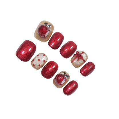 "Christmas Wonderland" | Handcrafted Festive Press-On Nails - Reindeer, Santa, Snowman & 3D Festive Designs