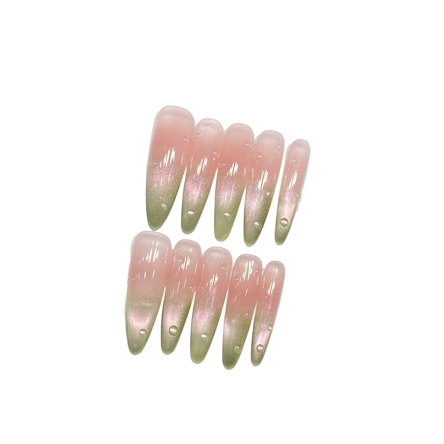 Luxury Handmade Press On Nails | Long Almond Cat Eye & Coffin Faux Nails Collection