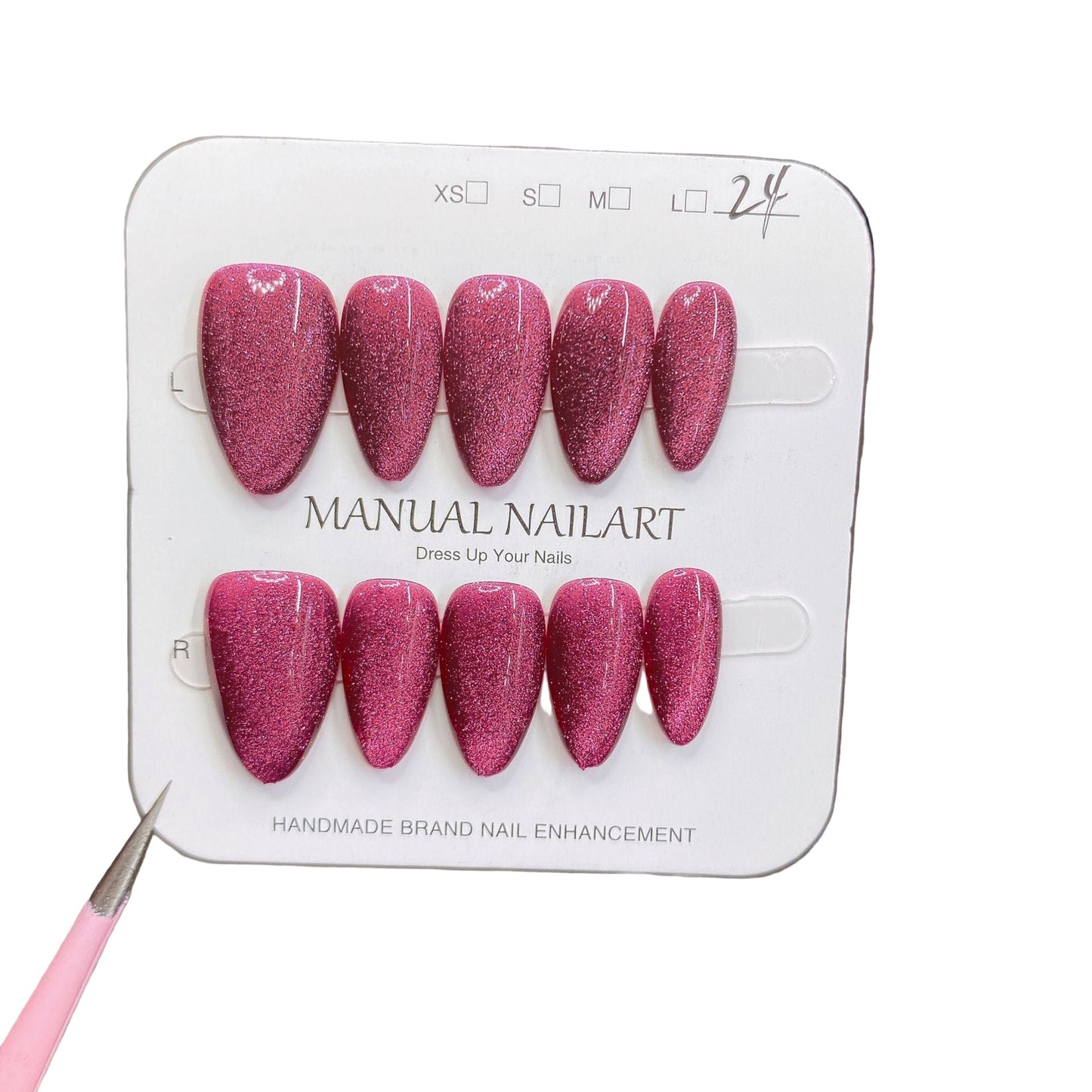 Handcrafted Velvet Wide-Beam Cat-Eye Press-On Nails - Luxury Galaxy Magnetic Gel | Short Almond