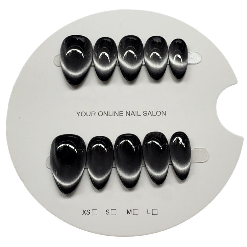 Handcrafted Velvet Wide-Beam Cat-Eye Press-On Nails - Luxury Galaxy Magnetic Gel | Short Almond