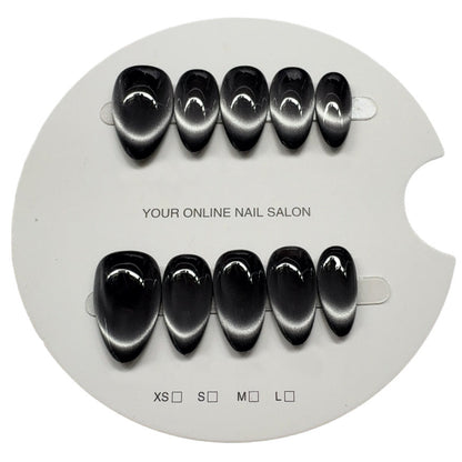 Handcrafted Velvet Wide-Beam Cat-Eye Press-On Nails - Luxury Galaxy Magnetic Gel | Short Almond