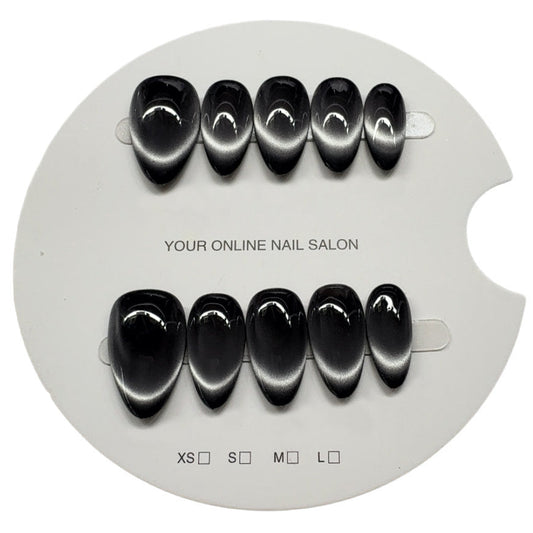 Handcrafted Velvet Wide-Beam Cat-Eye Press-On Nails - Luxury Galaxy Magnetic Gel | Short Almond