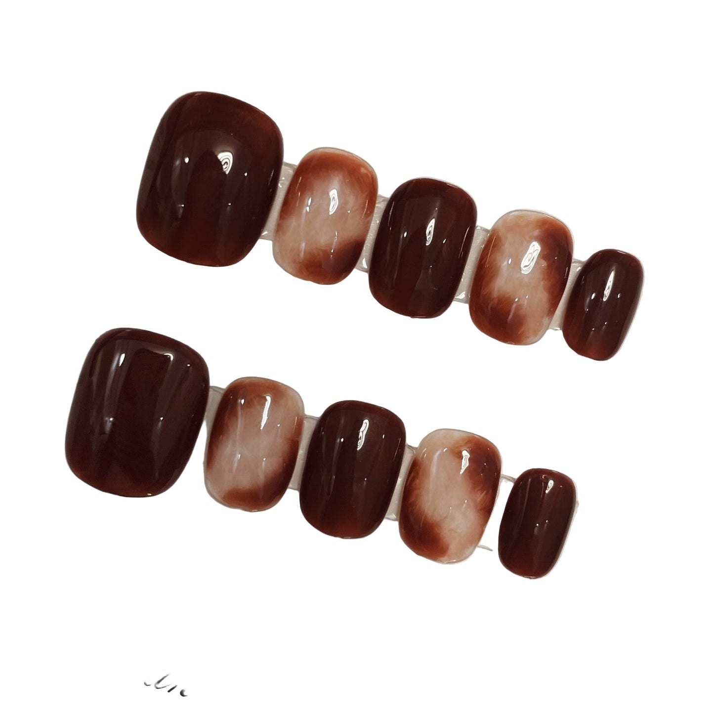 Handcrafted British Retro Plaid Press-On Nails - Caramel Plaid & Cocoa Medley | Short Squoval Collection