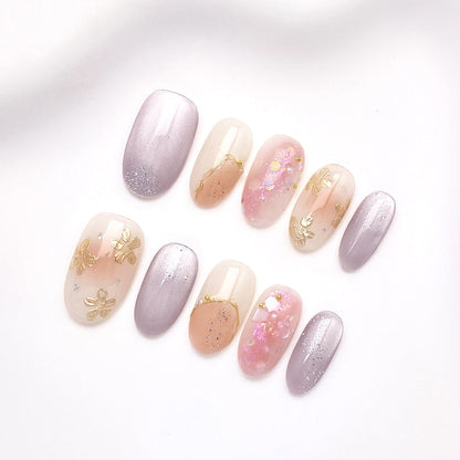 Artisan Cat-Eye & Chrome Press-on Nails | Short Oval Collection