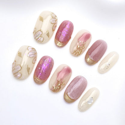 Artisan Cat-Eye & Chrome Press-on Nails | Short Oval Collection