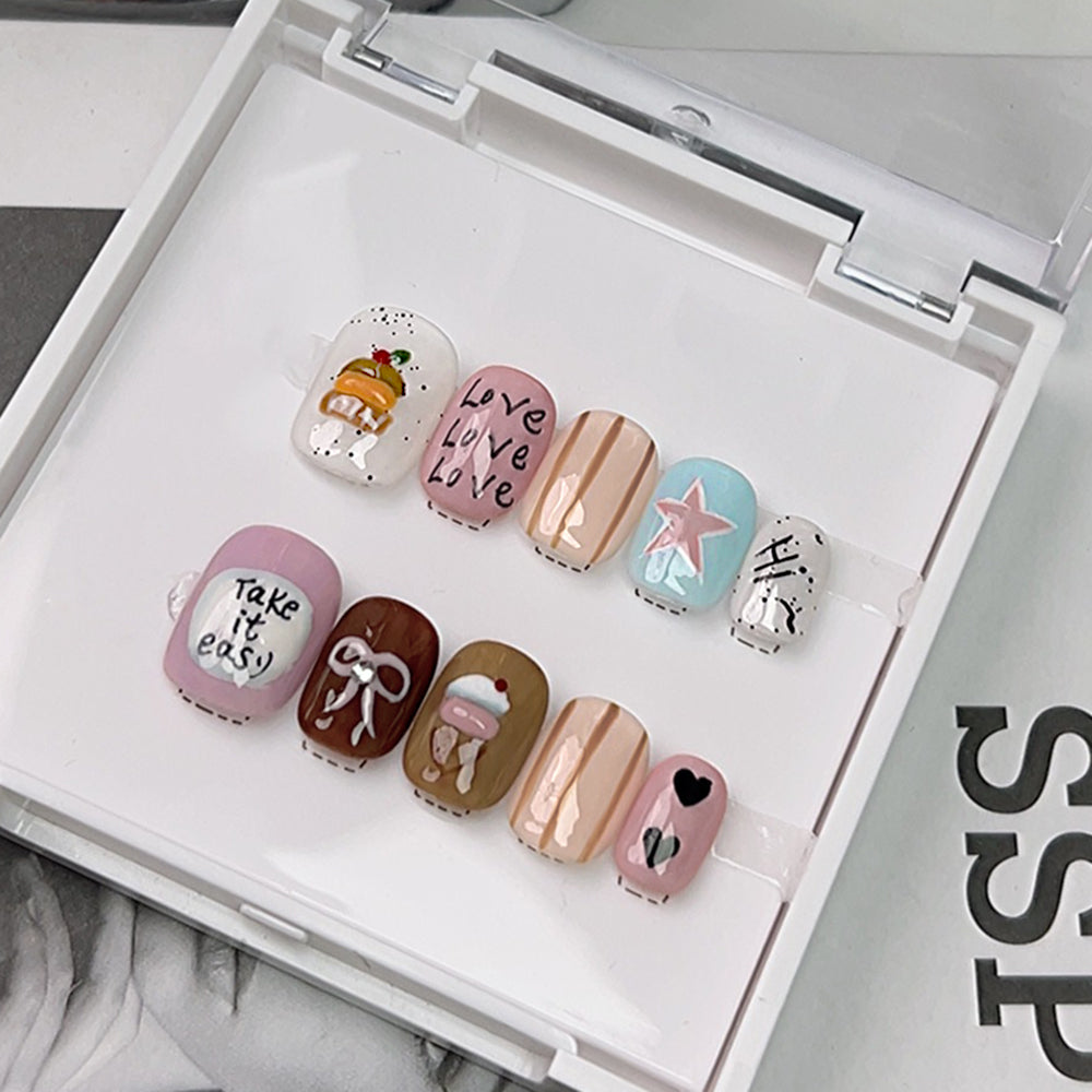 Handmade Premium Press On Nails - 3D Floral, Retro Plaid, & Chic Amber Designs