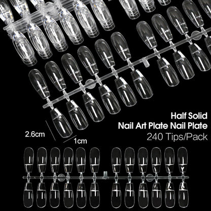 240tips/bag Fully Transparent Acrylic Nails Set Press on Nails Tips Almond Shape Nail Extension Practice Manicure Tool