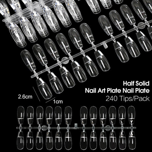 240tips/bag Fully Transparent Acrylic Nails Set Press on Nails Tips Almond Shape Nail Extension Practice Manicure Tool