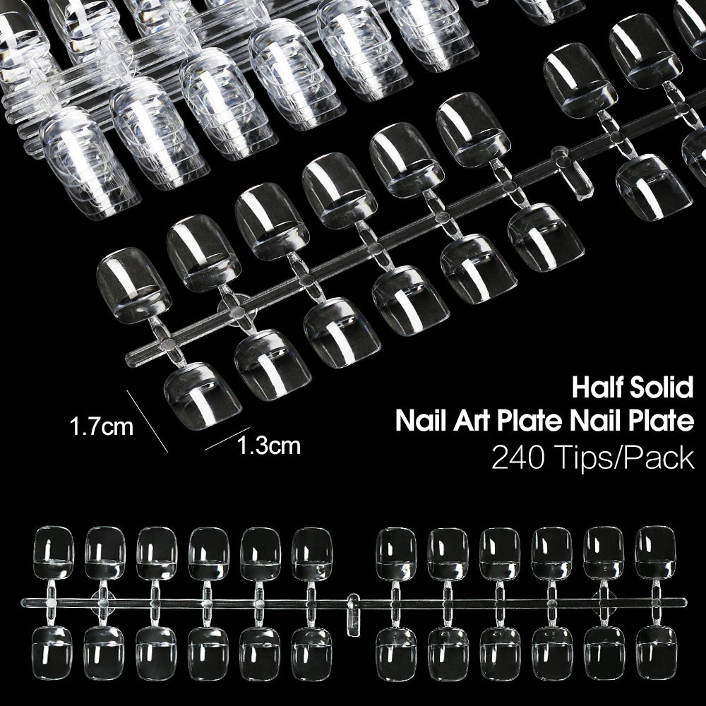 240tips/bag Fully Transparent Acrylic Nails Set Press on Nails Tips Almond Shape Nail Extension Practice Manicure Tool