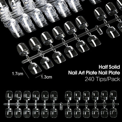 240tips/bag Fully Transparent Acrylic Nails Set Press on Nails Tips Almond Shape Nail Extension Practice Manicure Tool