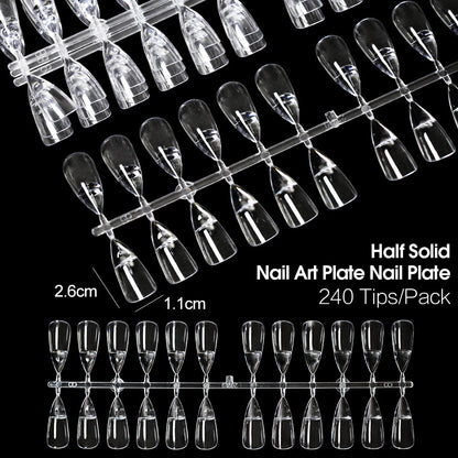 240tips/bag Fully Transparent Acrylic Nails Set Press on Nails Tips Almond Shape Nail Extension Practice Manicure Tool