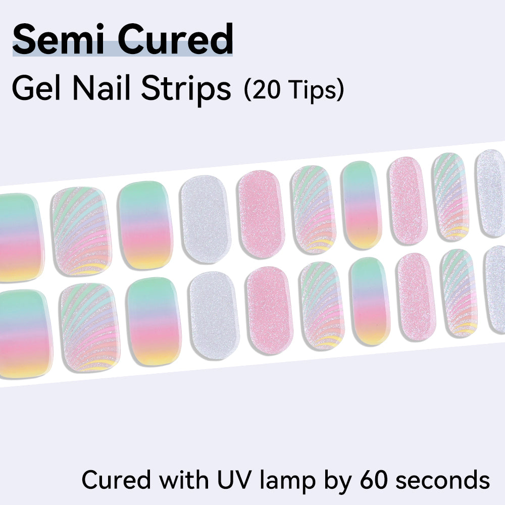 Semi-Cured Gel Nail Strips - Precision Fit Series (20 Tips) - UV/LED lamp Required