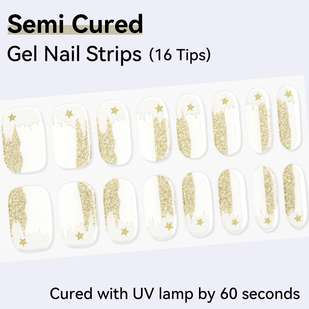 Semi-Cured Gel Nail Strips - Real Gel Finish (16 Tips) - UV/LED lamp Required