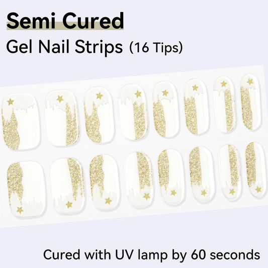 Semi-Cured Gel Nail Strips - Real Gel Finish (16 Tips) - UV/LED lamp Required