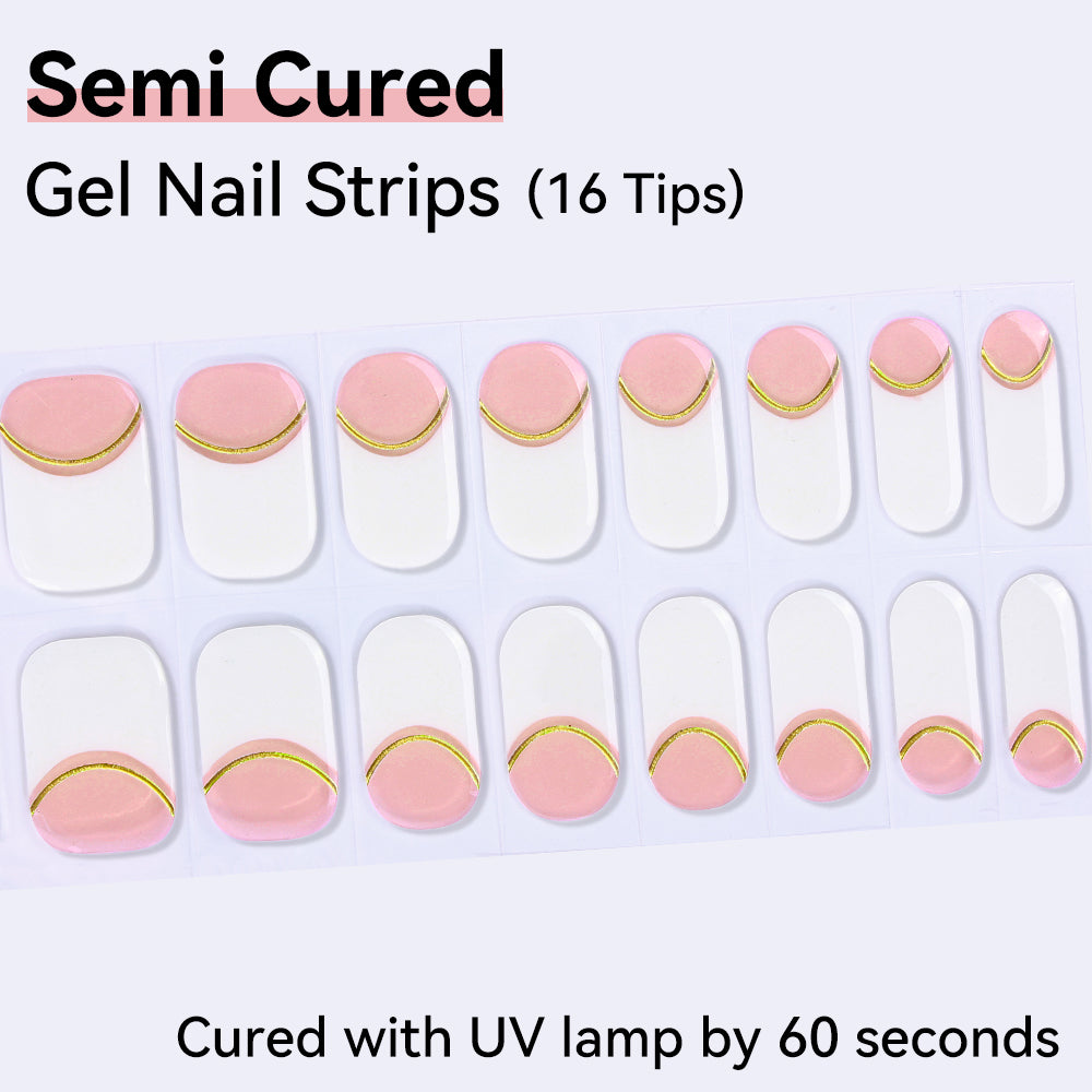 Semi-Cured Gel Nail Strips - Real Gel Finish (16 Tips) - UV/LED lamp Required