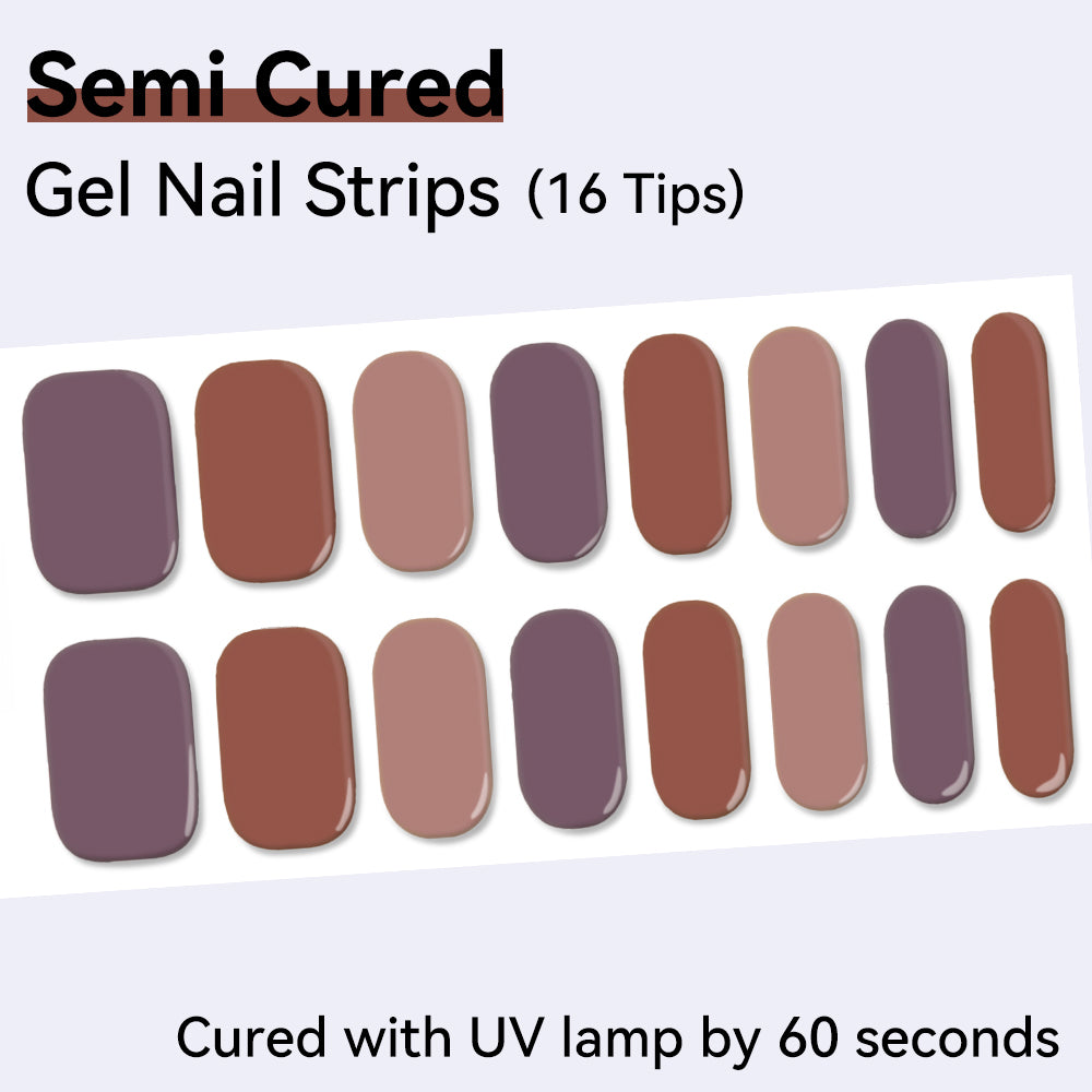 Semi-Cured Gel Nail Strips - Real Gel Finish (16 Tips) - UV/LED lamp Required