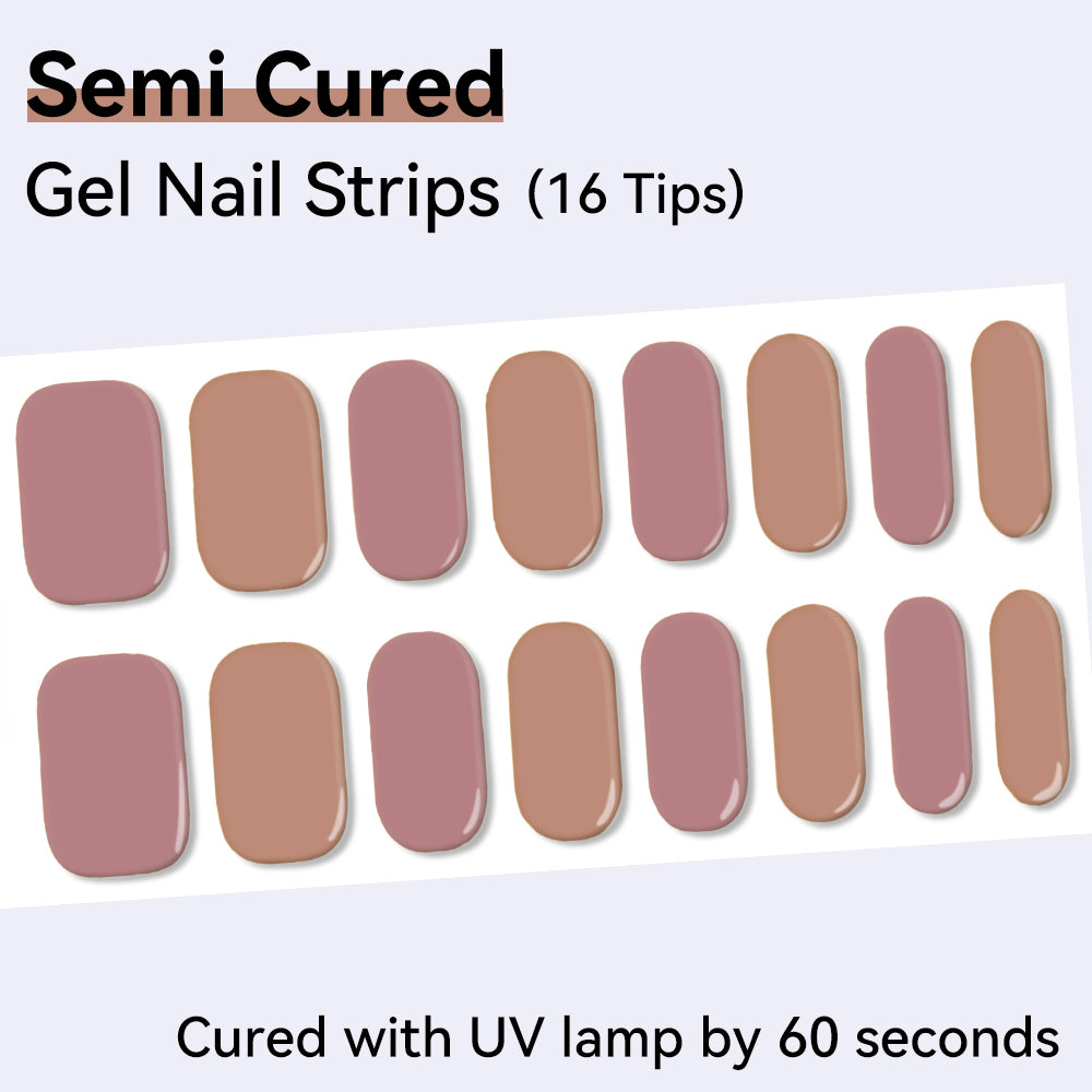 Semi-Cured Gel Nail Strips - Real Gel Finish (16 Tips) - UV/LED lamp Required