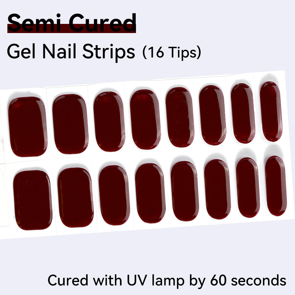 Semi-Cured Gel Nail Strips - Real Gel Finish (16 Tips) - UV/LED lamp Required