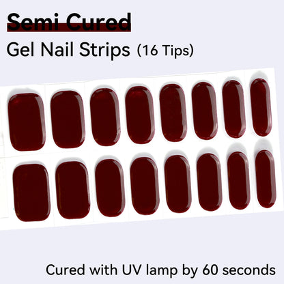 Semi-Cured Gel Nail Strips - Real Gel Finish (16 Tips) - UV/LED lamp Required