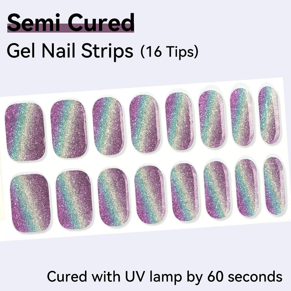 Semi-Cured Gel Nail Strips - Real Gel Finish (16 Tips) - UV/LED lamp Required