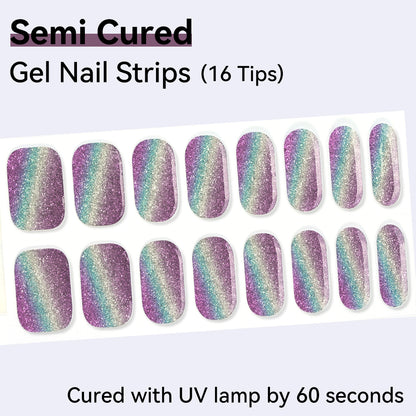 Semi-Cured Gel Nail Strips - Real Gel Finish (16 Tips) - UV/LED lamp Required