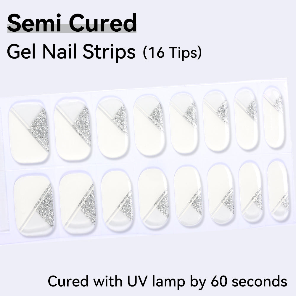 Semi-Cured Gel Nail Strips - Real Gel Finish (16 Tips) - UV/LED lamp Required