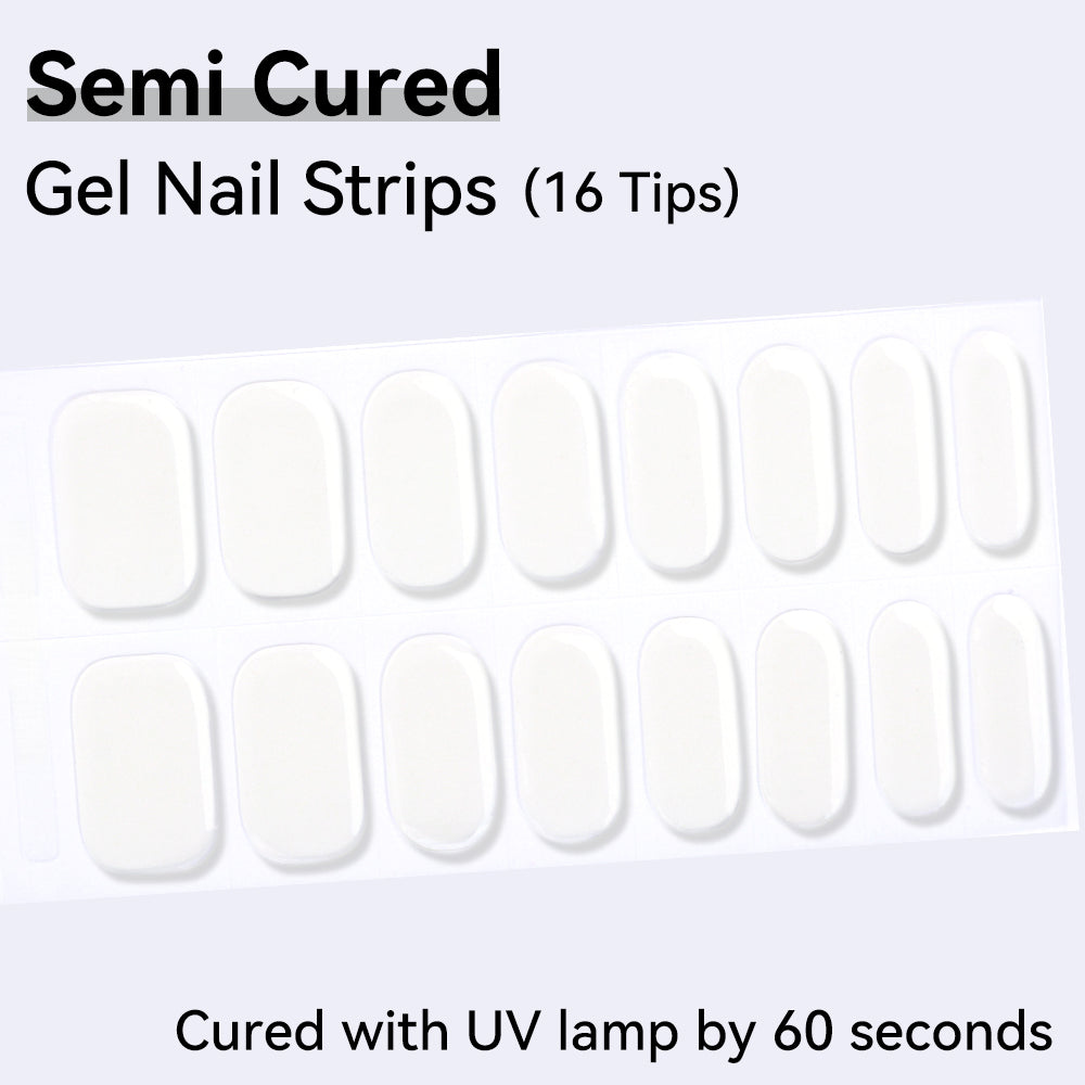 Semi-Cured Gel Nail Strips - Real Gel Finish (16 Tips) - UV/LED lamp Required