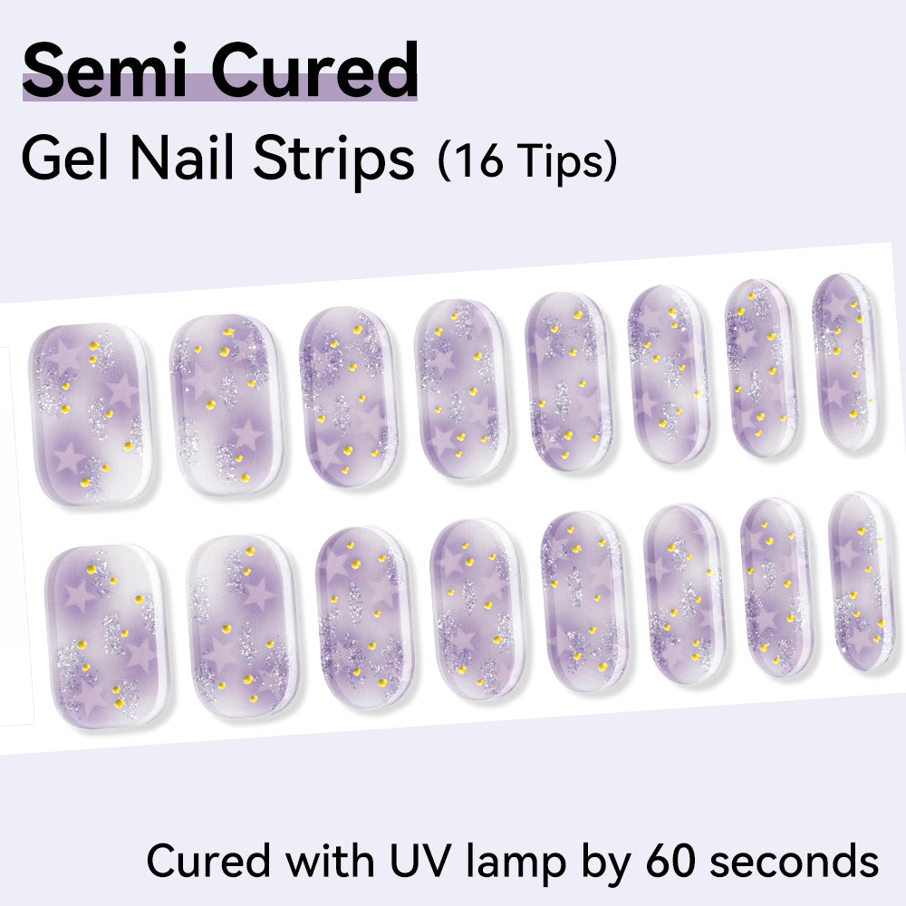 Semi-Cured Gel Nail Strips - Real Gel Finish (16 Tips) - UV/LED lamp Required