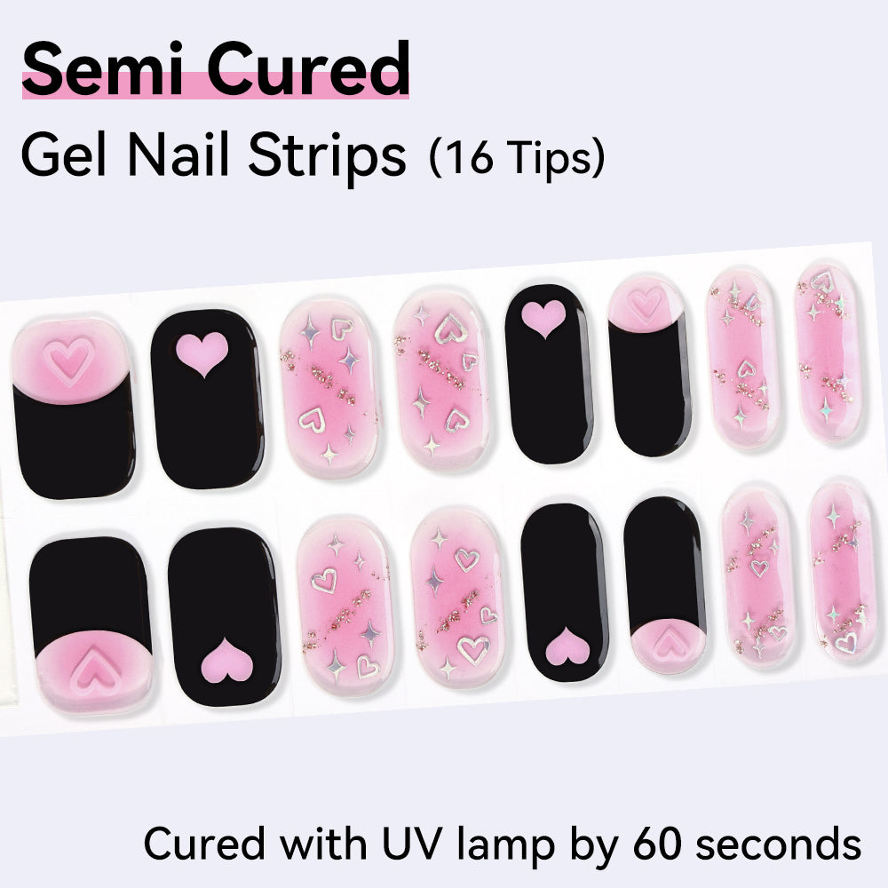 Semi-Cured Gel Nail Strips - Real Gel Finish (16 Tips) - UV/LED lamp Required