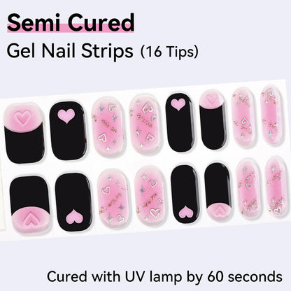 Semi-Cured Gel Nail Strips - Real Gel Finish (16 Tips) - UV/LED lamp Required