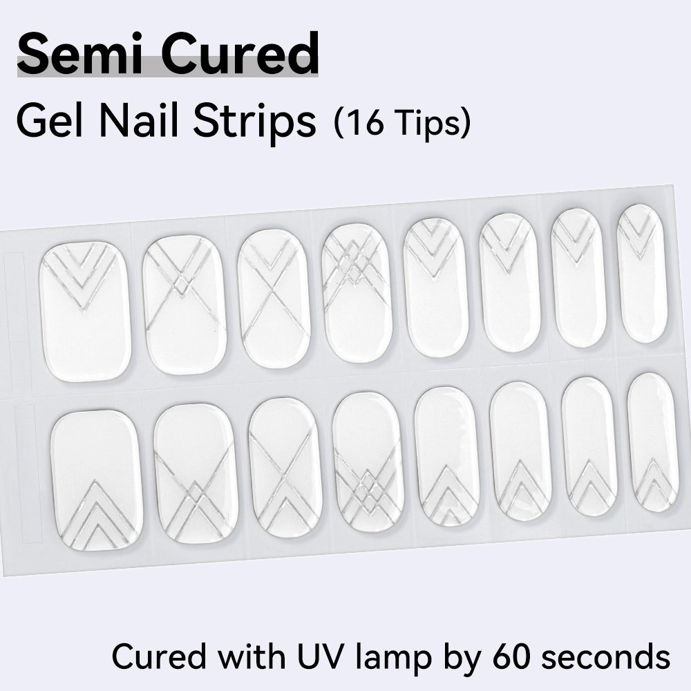 Semi-Cured Gel Nail Strips - Real Gel Finish (16 Tips) - UV/LED lamp Required