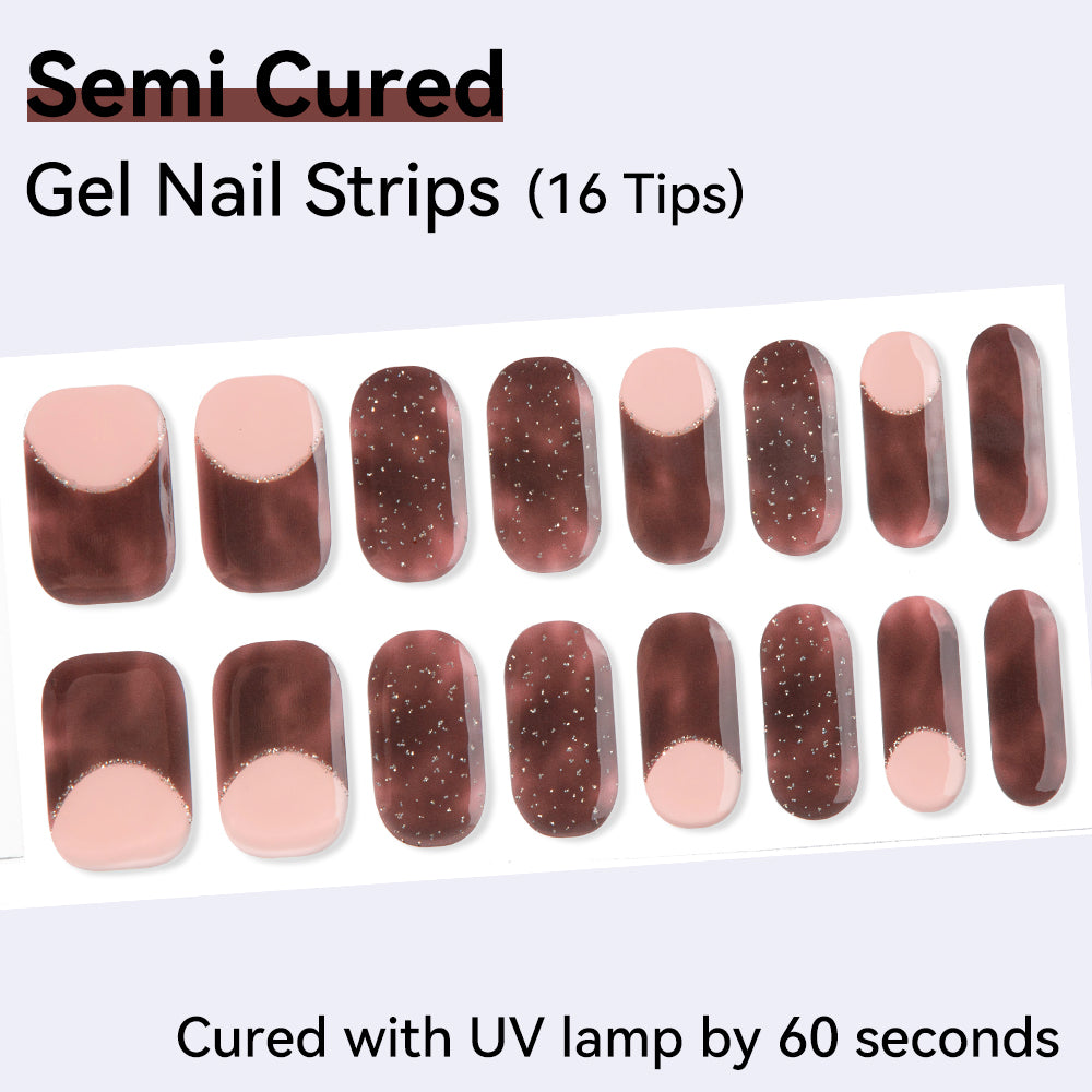 Semi-Cured Gel Nail Strips - Real Gel Finish (16 Tips) - UV/LED lamp Required
