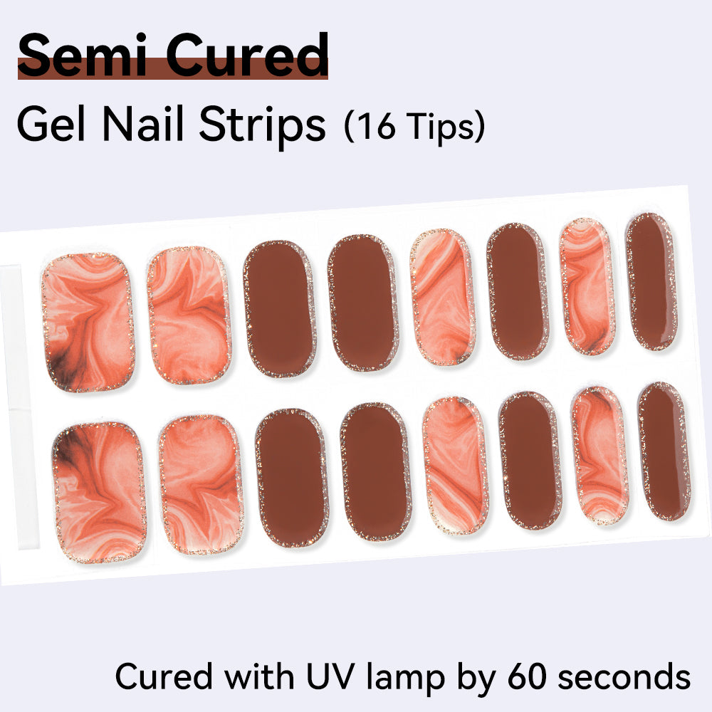 Semi-Cured Gel Nail Strips - Real Gel Finish (16 Tips) - UV/LED lamp Required