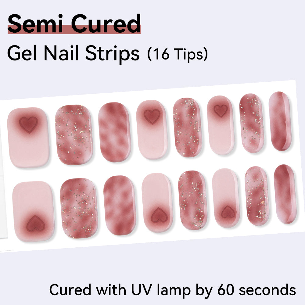 Semi-Cured Gel Nail Strips - Real Gel Finish (16 Tips) - UV/LED lamp Required
