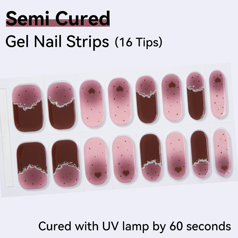 Semi-Cured Gel Nail Strips - Real Gel Finish (16 Tips) - UV/LED lamp Required