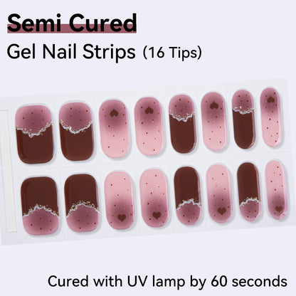 Semi-Cured Gel Nail Strips - Real Gel Finish (16 Tips) - UV/LED lamp Required