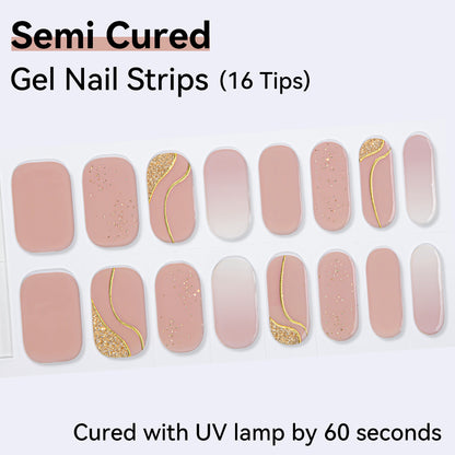 Semi-Cured Gel Nail Strips - Real Gel Finish (16 Tips) - UV/LED lamp Required