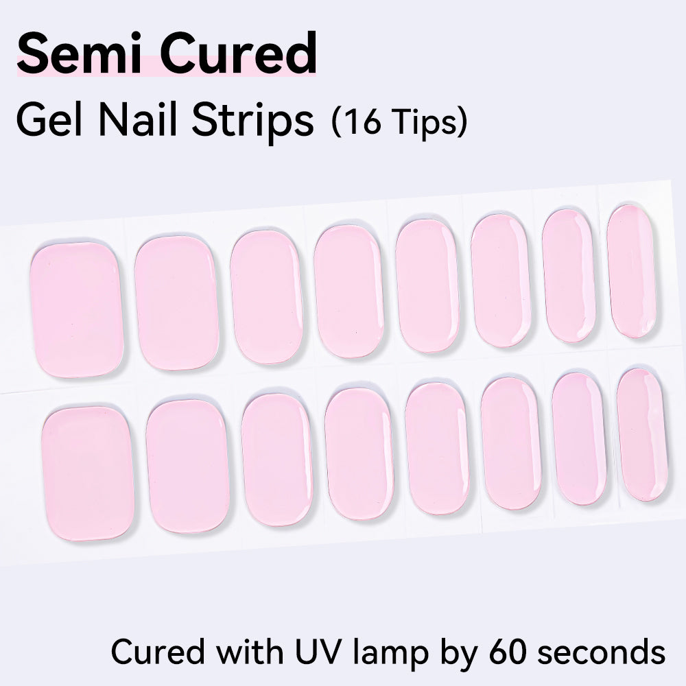 Semi-Cured Gel Nail Strips - Real Gel Finish (16 Tips) - UV/LED lamp Required