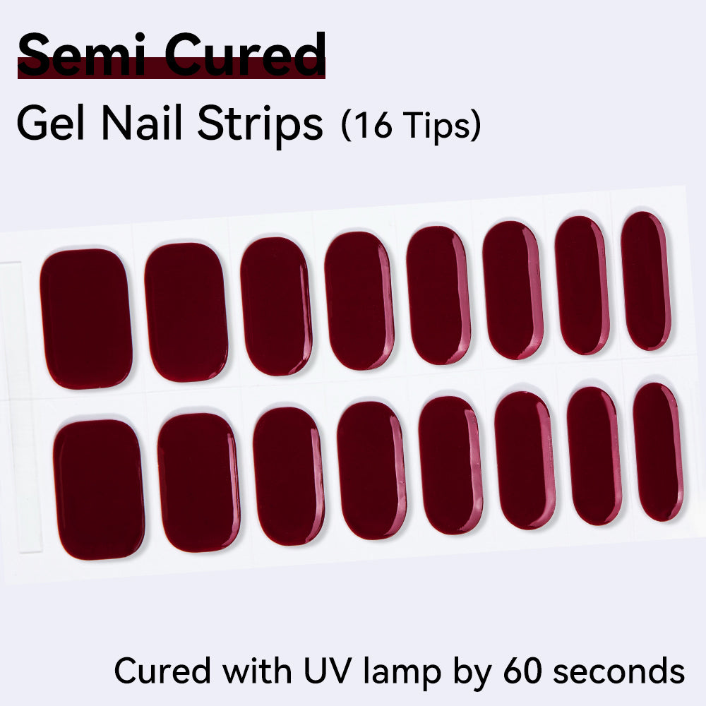 Semi-Cured Gel Nail Strips - Real Gel Finish (16 Tips) - UV/LED lamp Required