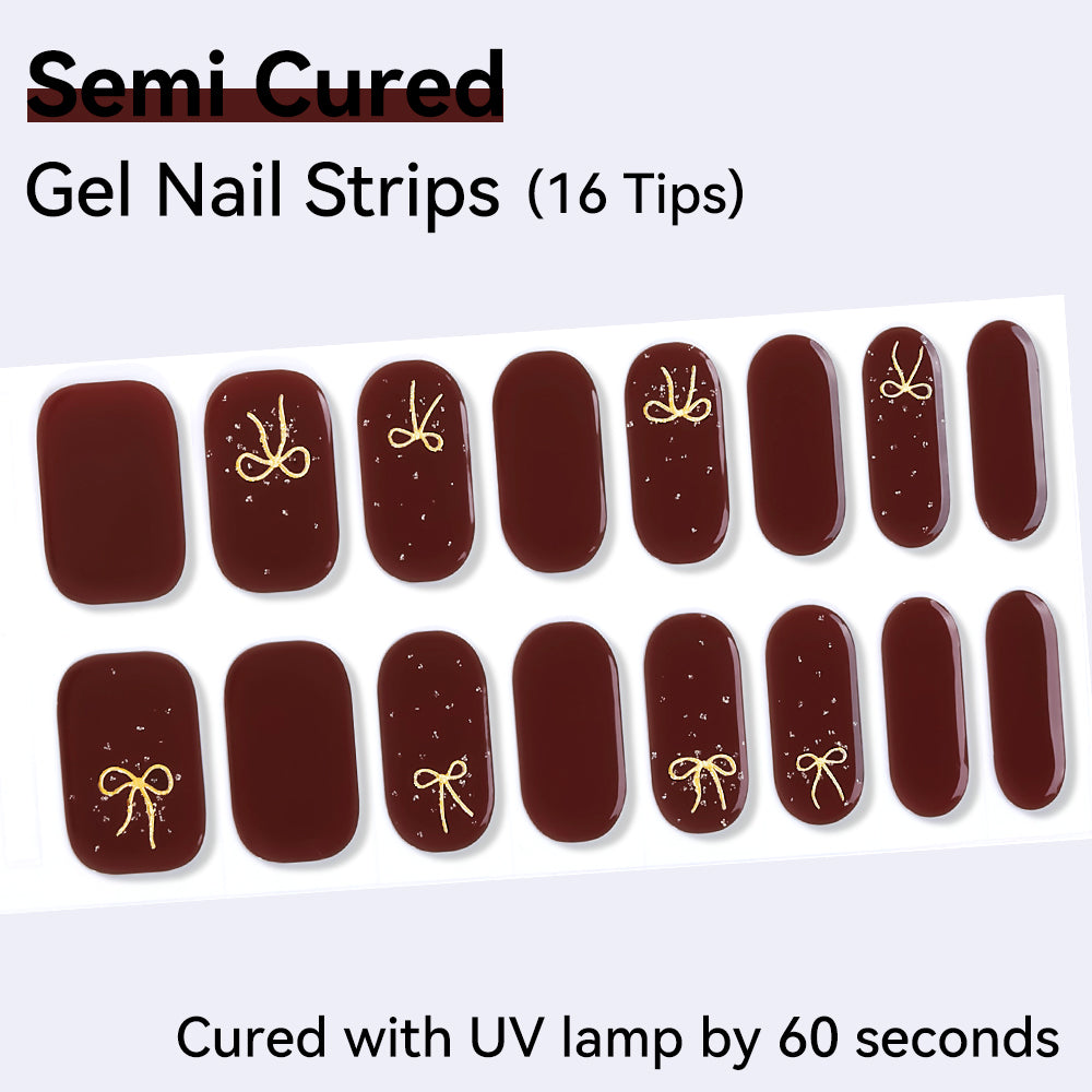 Semi-Cured Gel Nail Strips - Real Gel Finish (16 Tips) - UV/LED lamp Required