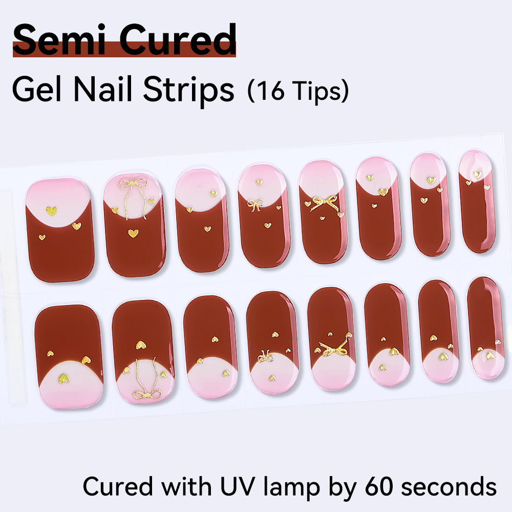 Semi-Cured Gel Nail Strips - Real Gel Finish (16 Tips) - UV/LED lamp Required